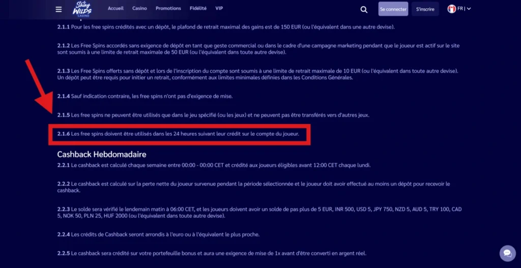 Détails des conditions de validité et limites des bonus de casino