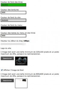 Interface de personnalisation