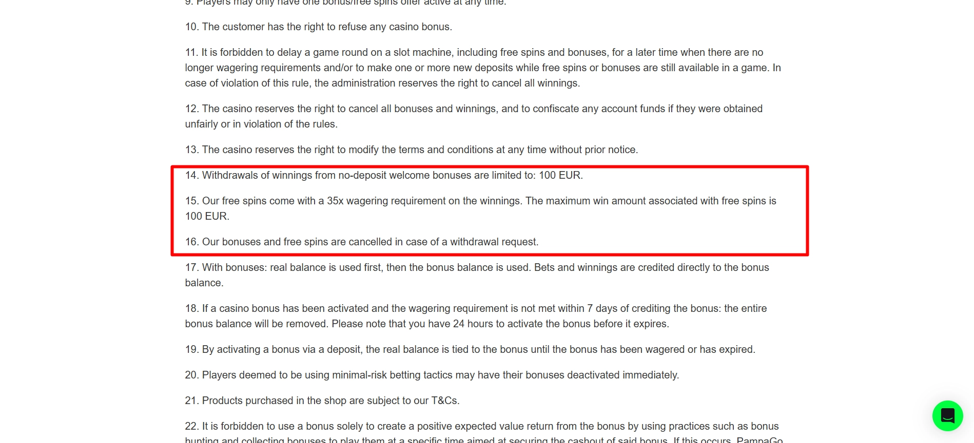 Understand PampaGo casino withdrawal limits and wagering requirements for free spins bonuses.